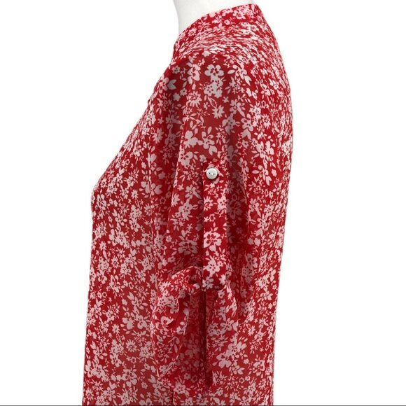 zink London Red Floral Print Tunic Style Top - Picture 3 of 8